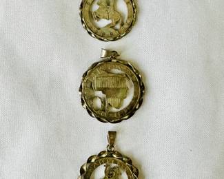 Vintage Austrian schilling coin pendants (top and bottom "Lipizzanner")