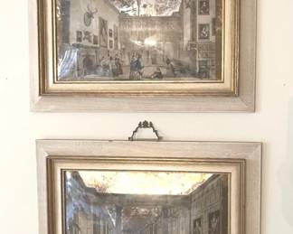 Curved Glass Renaissance Art Pair