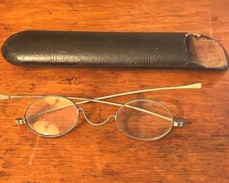 Antique Spectacles With Black Leather Case