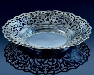 Vintage Egypt 900 Silver Reticulated Dish Egyptian Coin Silver	1.5in H x 9.75in Diameter	113105