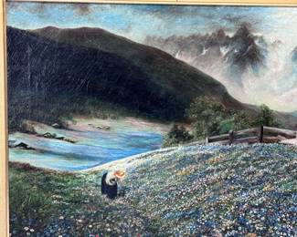 William M Pratt Printemps Les Alpes Antique Oil Painting Framed Art Spring in the Alps	Frame: 27x36x2in Canvas: 20x29in	124078