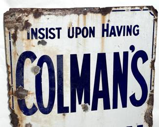 Insisted Upon Having Colman's Starch Porcelain Sign Advertising Enamel	36x24in  Gauge: 3mm	124047
