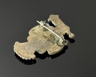 Vintage Zuni Pueblo Multi-stone Magpie Pin Brooch	41x29mm	112014
