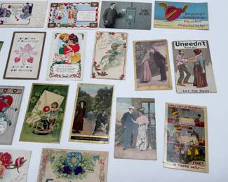 Lot of 48 Antique 1900s Valentines Day Post Cards	Approx: 5.5x3.5	119015
