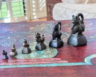 6pc Antique Bronze Beast Opium Weights From Burma	Largest: 3in H	113033