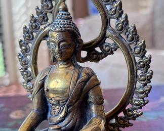 Vintage Brass Enthroned Buddha Statue	6.25in H	113027
