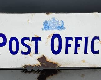 1930s Antique British Porcelain Post Office Bubble Sign Enamel Advertising Britain	7.5x19.5x0.75in Gauge: 2mm	124029