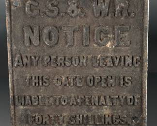 Antique G.S.W.R. Great Southern Western Railway Cast Iron Sign 1844–1924 Ireland	11.25x10x75x0.5in	124014