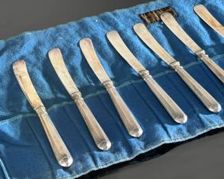 11 pc Sterling Silver Yates Brothers Sheffield Butter Spreader Knife Set Knives	6.75in Long	124121