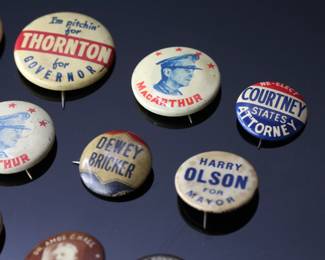 Lot of 12 1900s Political Campaign Button Pins Pinback Crimp	Largest:1.25in Diameter	119029
