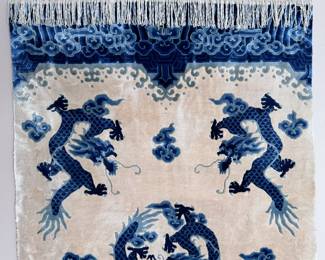 Vintage Chinese Wool Dragon Rug Carpet	61x36in	113079