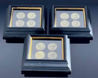 Set of 12 Framed 19th Century Grand Tour Intaglios Italian Neoclassical Cameos	Frame: 9.5x8.75x2in	124066