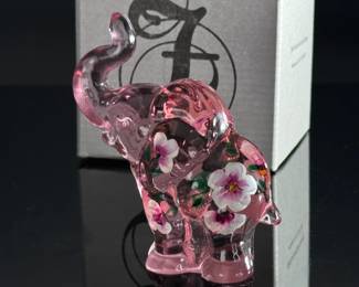 Lenox Fenton Belle The Little Rose Elephant Art Glass Paperweight  K. Anderson	Elephant: 3.65in H	119040
