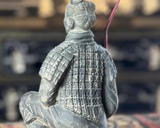 Vintage Chinese Terracotta Warrior Soldier Figurine Bow	12in H	113047
