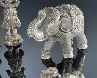 12pc Burmese Musicians  and Elephant Figures	Elephant: 5x3.5x7in	113099
