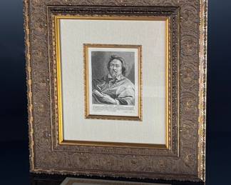 Framed Engraving Jacob Jordaens Self Portrait Etching with COA	Frame: 20.25x18.25x2in	124087
