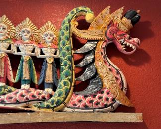 Large Balinese Carved Wood Dragon Boat	15x60x2in	113074
