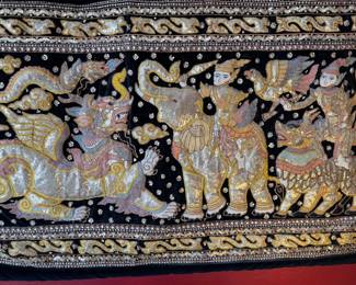 Burmese Kalaga Wall Tapestry Hand-Embroidered	33x63in	113061