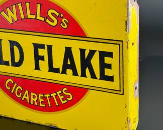 Antique Wills's Gold Flake Cigarettes Double Sided Enamel Sign Red/Yellow Advertising	12x16.375x1.5in Gauge: 2.5mm	124022