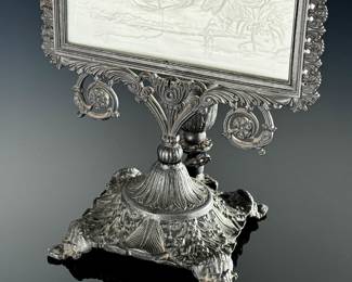 Antique Victorian Cast Iron Lithophane Lamp Viewer with KPM Panel	12.5x6.75x5in	124114