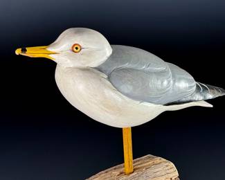 Robert Guge Carved Wood Bird Ring Billed Gull  Seagull	11in H	113103