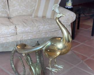 Huge Brass Peacock Figure Statue	25x6.5x28.5in	113056