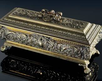 Antique Brass Samuel Fisher Desktop Box Casket 188 Strand	5.5x13.5x5.5in	124015