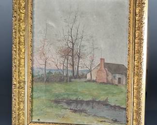 AS-IS Antique Painting House in the Country	Frame: 17.5x14.25x2.25in	124056
