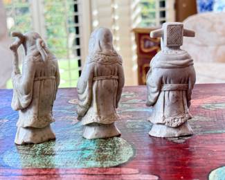 3pc Chinese Feng Shui Fuk Luk Sau Alabaster Gods of Wealth Statues	3.5in h	113039
