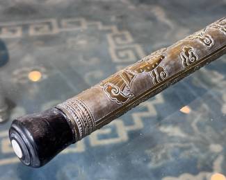 Antique Chinese Brass Clad Wood Opium Pipe	22.5 in long	113004
