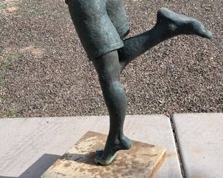 Life Size Life Size Boy Bronze Child Sculpture Roger Junk Statue Artist Made RJ 61.5in H x 23in W x 26in D	113122