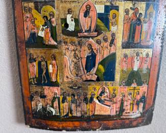 Antique Russian Icon of the Scenes From the Life of Christ Ikonostas Egg Tempera And Gesso On Wood Panel	19x15x2in	113044
