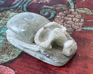 Carved Alabaster Egyptian Scarab Blue/Green	1x1.75x3in	113035
