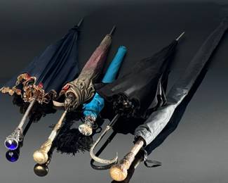 Lot of 5 Antique Parasols Umbrellas	Longest: 44.5in	124137
