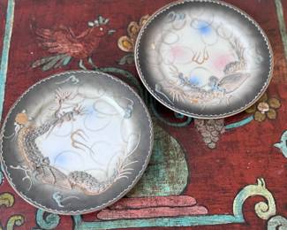 2pc Japanese Hand-painted Moriage Dragonware Plates	7.25in Diameter	113040
