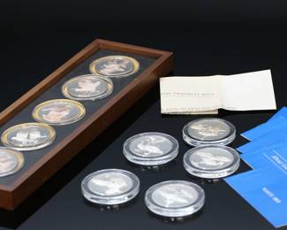 Franklin Mint Sterling Silver Gilroy Roberts Birds Coin Set of 10	Frame: 15.5x4.5in	119050