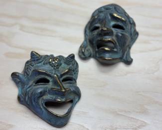 2pc Bronze Greek Wall Masks Theater Comedy Tragedy	4.5x4x2in	113065
