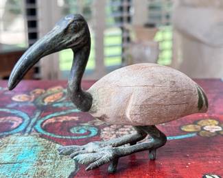 Egyptian Thoth Wood and Bronze Ibis Statue	3.75in H	113022
