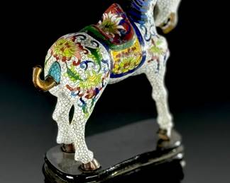 Vintage Chinese Cloisonne Tang Horse White	8in H	113093
