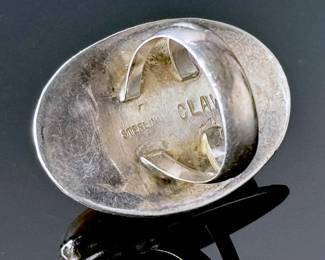 Vintage Navajo Pauline Claw Sterling Silver & Shell Ring SZ: 6 Native American	Size: 6 Centerpiece:33x22mm	112009