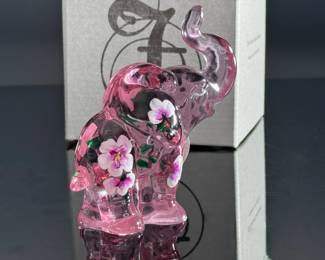 Lenox Fenton Belle The Little Rose Elephant Art Glass Paperweight  K. Anderson	Elephant: 3.65in H	119040
