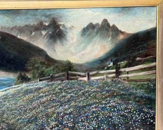 William M Pratt Printemps Les Alpes Antique Oil Painting Framed Art Spring in the Alps	Frame: 27x36x2in Canvas: 20x29in	124078