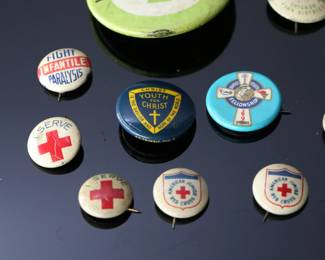 Lot of 16 Vintage Red Cross Christian Pin Back Buttons  pinbacks	Largest: 1.75in Diameter	119036
