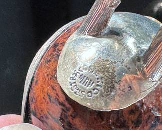 2pc Vintage Mexican Taxco Sterling & Agate Stone Bird Figurines Folk Art PAIR	4in H	113100
