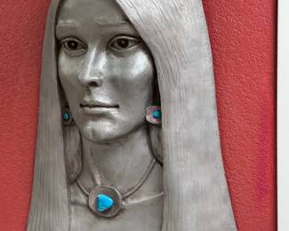 Philip Vickers Native American Woman Relief Wall Sculpture Southwest Resin	26x17x4in	113071
