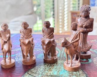 8pc Asian Hand Carved Wood Figures Chess Pieces	Tallest: 4in H	113041
