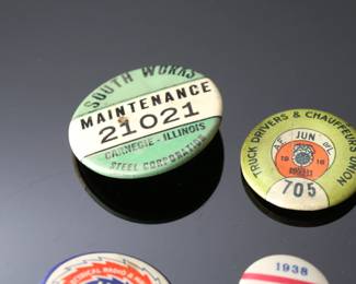Lot of 28 Vintage Labor Union Pin Back Button Pins Steel Workers Boiler Makers 1930s-1960s	Largest: 1.75in Diameter	119030
