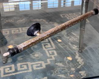 Antique Chinese Brass Clad Wood Opium Pipe	22.5 in long	113004
