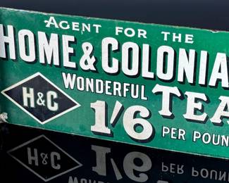 Antique Home & Colonial H&C Porcelain Double Sided Flange Sign Advertising	10x20x2in Gauge: 2mm	124031
