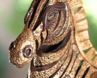 Rare Artist Proof Jiang Tie-Feng Golden Zebra Bronze Sculpture Statue Fingerhut Tie Feng Jiang TieFeng	20.5 x 6 x 16in	513206
